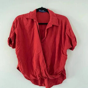 Francesca's Burnt Orange Button Down Twist Top - Size XS 1-004